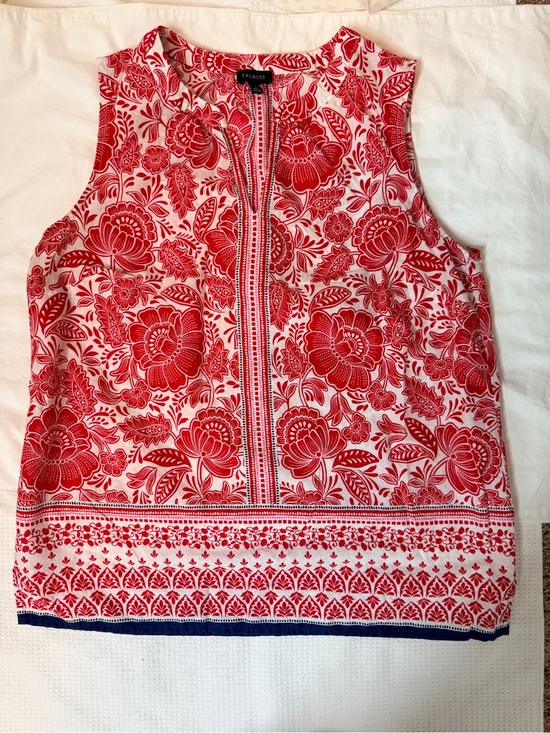Talbots Tops - Talbots Red White Floral Block Print Sleeveless Blouse 4th of July Small EUC
